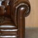 Restored Chesterfield leather sofa in vintage Art Deco style
