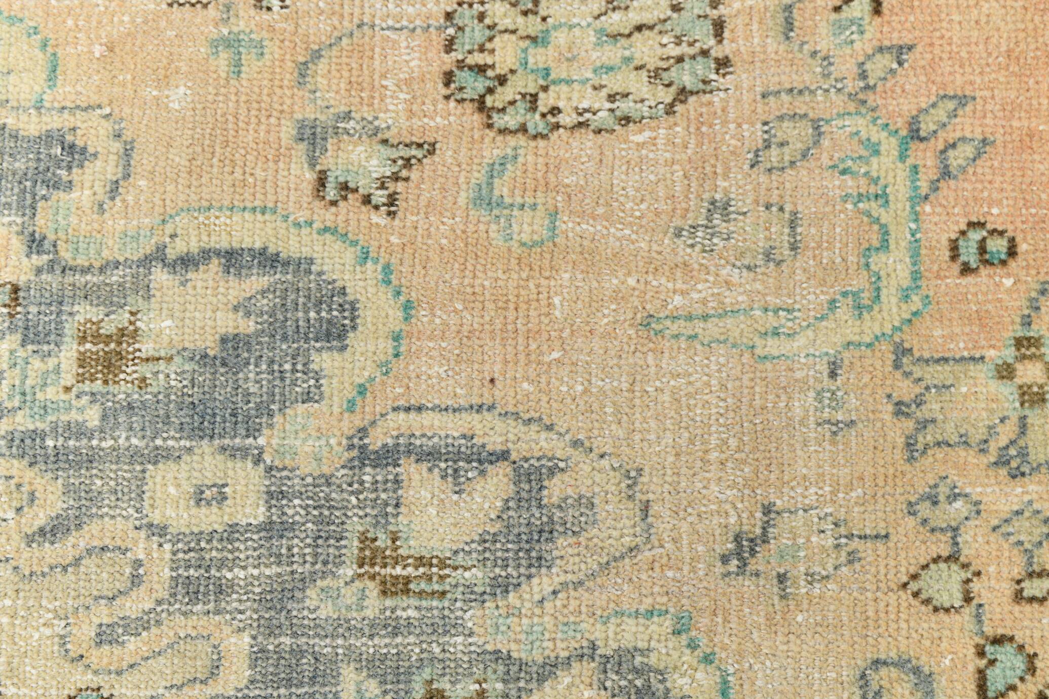 5x7 Peach Teal Green Distressed Turkish Rug, 158x227Cm SK 23057