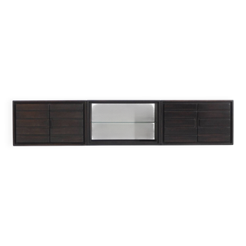 Enfilade with 3 modules, solid iroko wood.