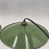 Pair of enamelled metal pendant lights