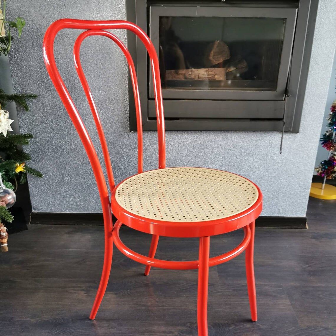 Red metal chair 90s