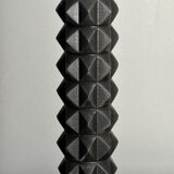 Brutalist wood turned ebonized table lamp in the style of Charles Dudouyt