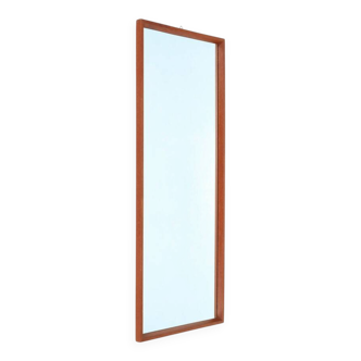 Minimalist teak wall mirror / Mid-century Danish modern design / 1960s / 1970s
