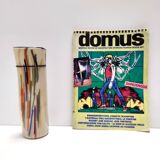 Beige Cylindric Encased and Hand-blown Opaline Glass Vase, Italy