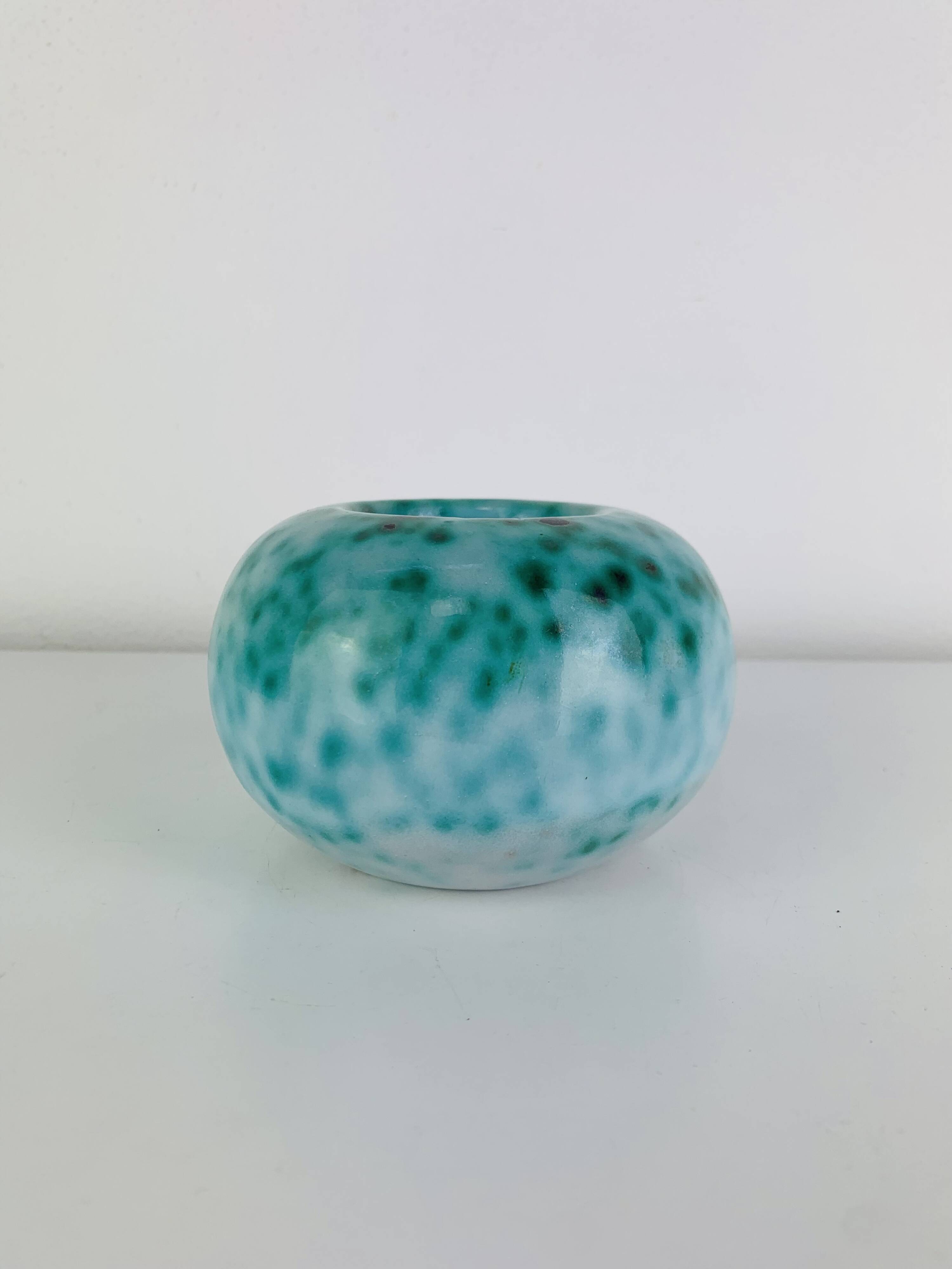 Art Deco ceramic vase Elchinger, speckled green