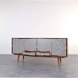 Buffet peint à la main Op-Art du milieu du siècle de Sven Andersen Møbelfabrikk