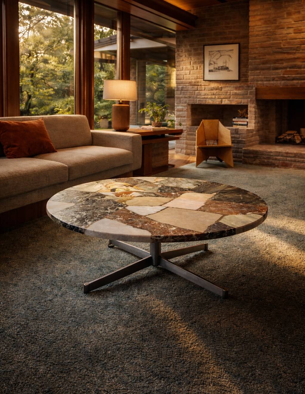 Sixties vintage design stone coffee table