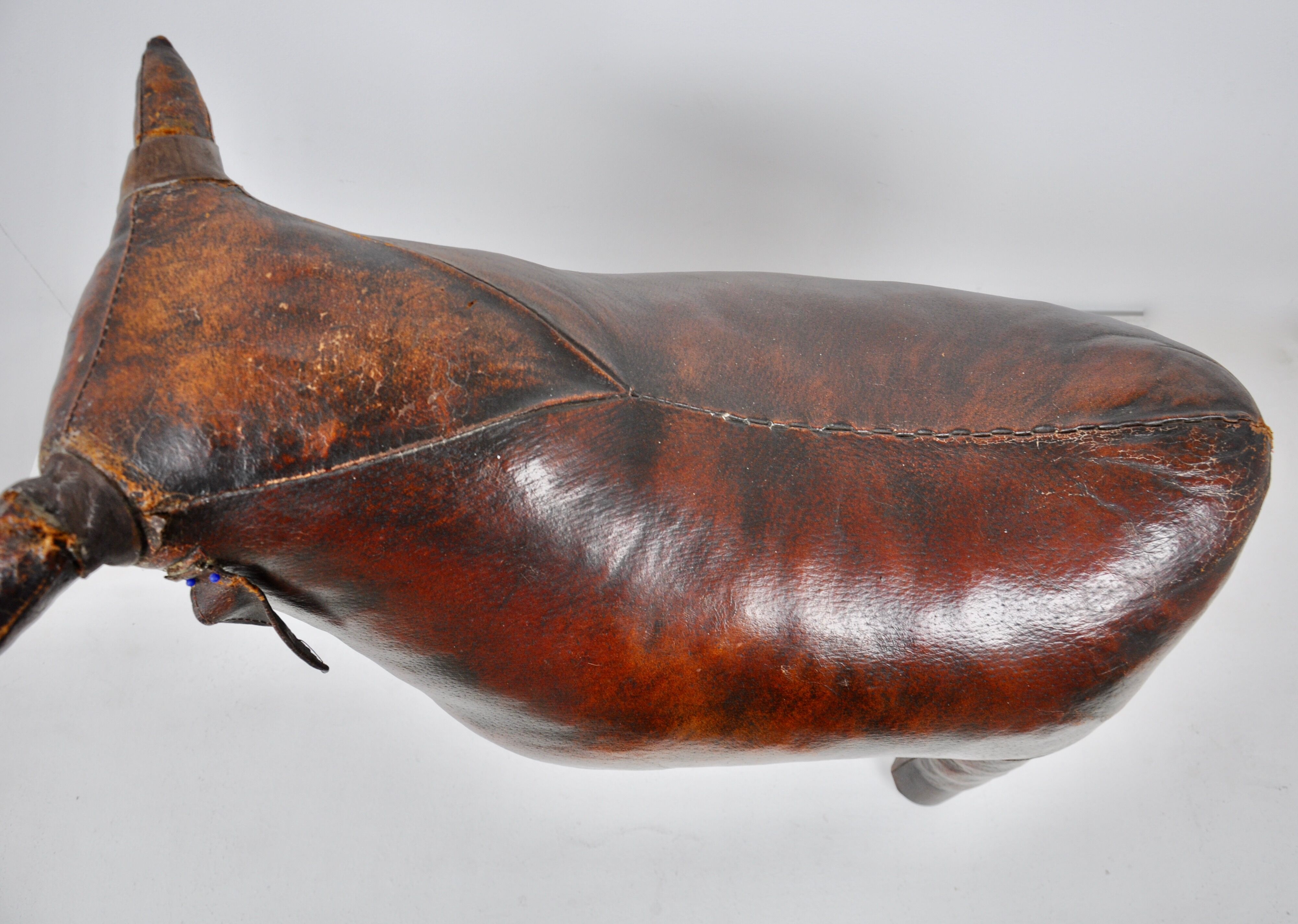 Leather bull stool by Dimitri Omersa, 1960s