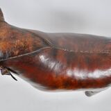 Leather bull stool by Dimitri Omersa, 1960s