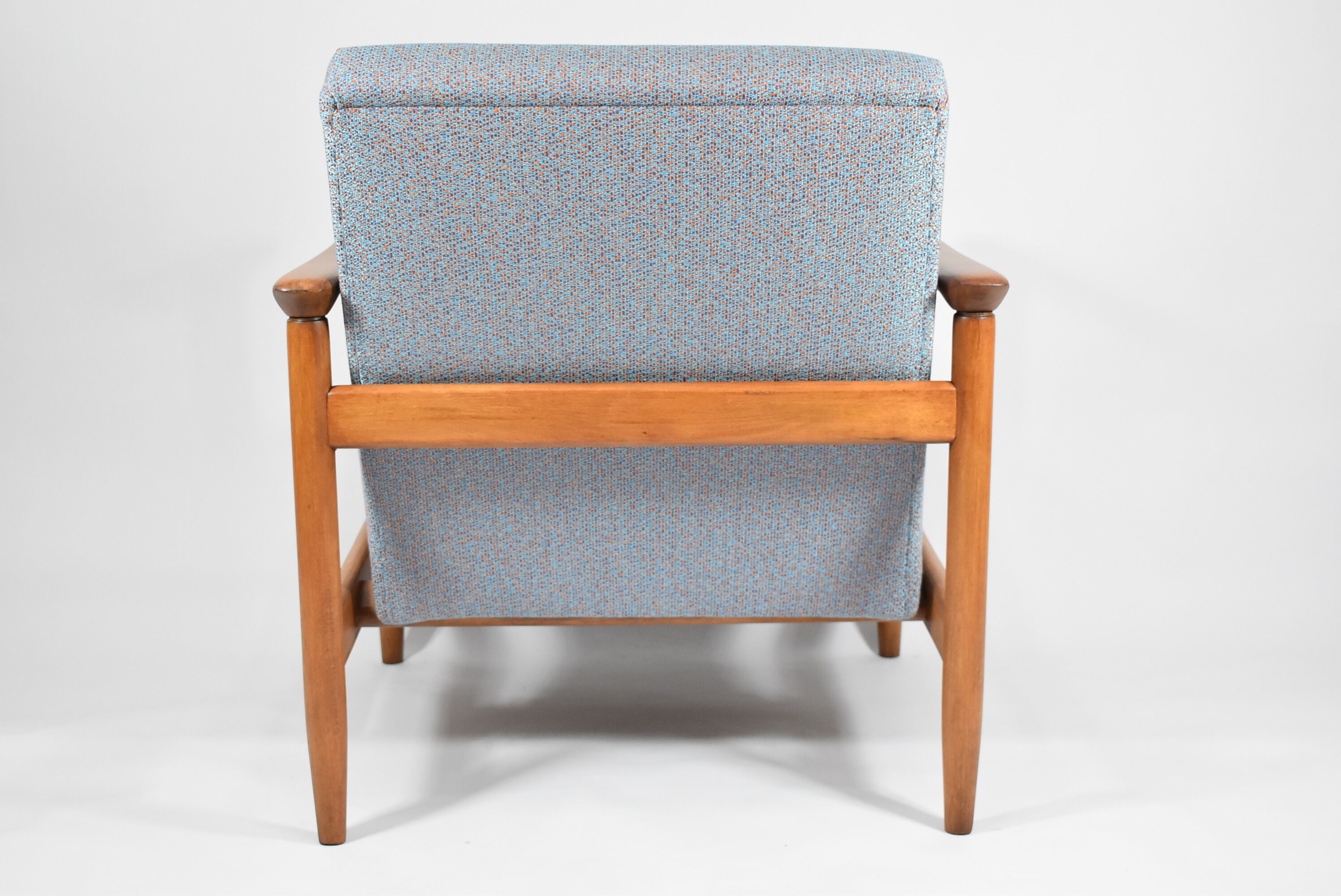 Vintage Polish armchair, model GFM-142, 1960s,  fully renovated, grey fabric