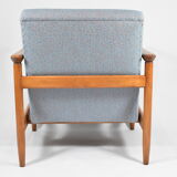 Fauteuil polonais vintage, modèle GFM-142, années 1960, entièrement rénové, tissu gris