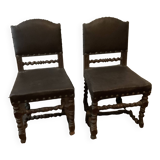 Pair of Louis XIII style oak chairs