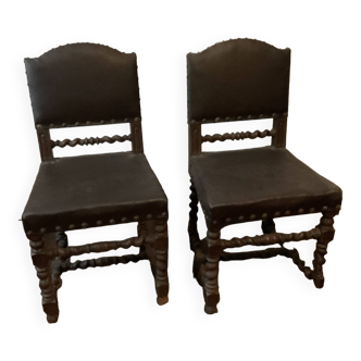 Pair of Louis XIII style oak chairs