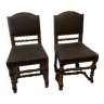 Paire de chaises de style Louis XIII en chêne