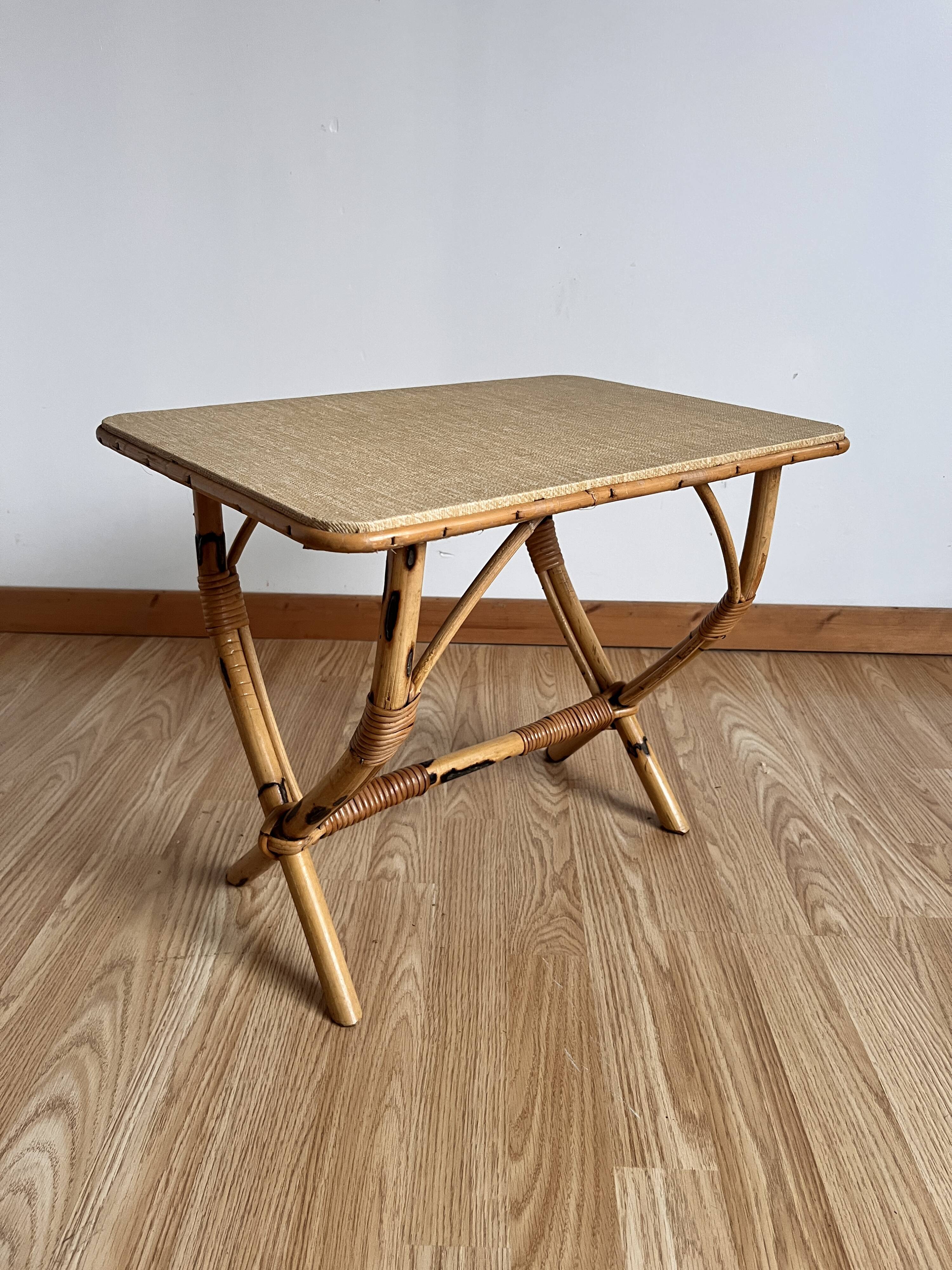 Rattan side table