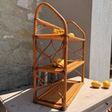 Vintage wall shelf in rattan