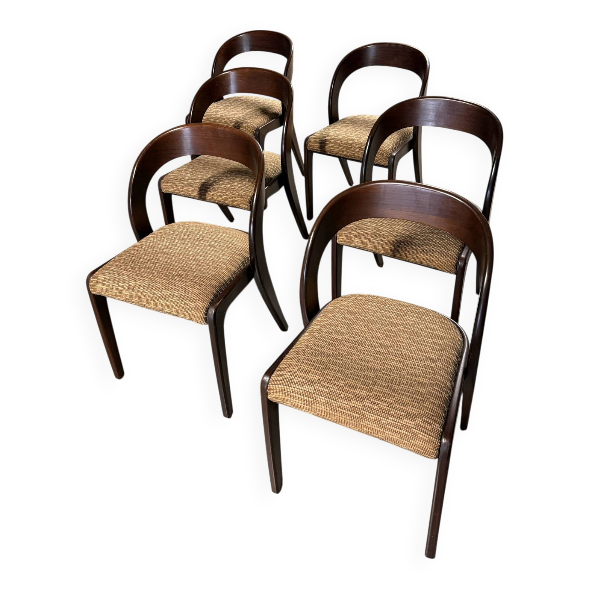 Set of 6 "Gondole" chairs by Baumann from the 1960s.