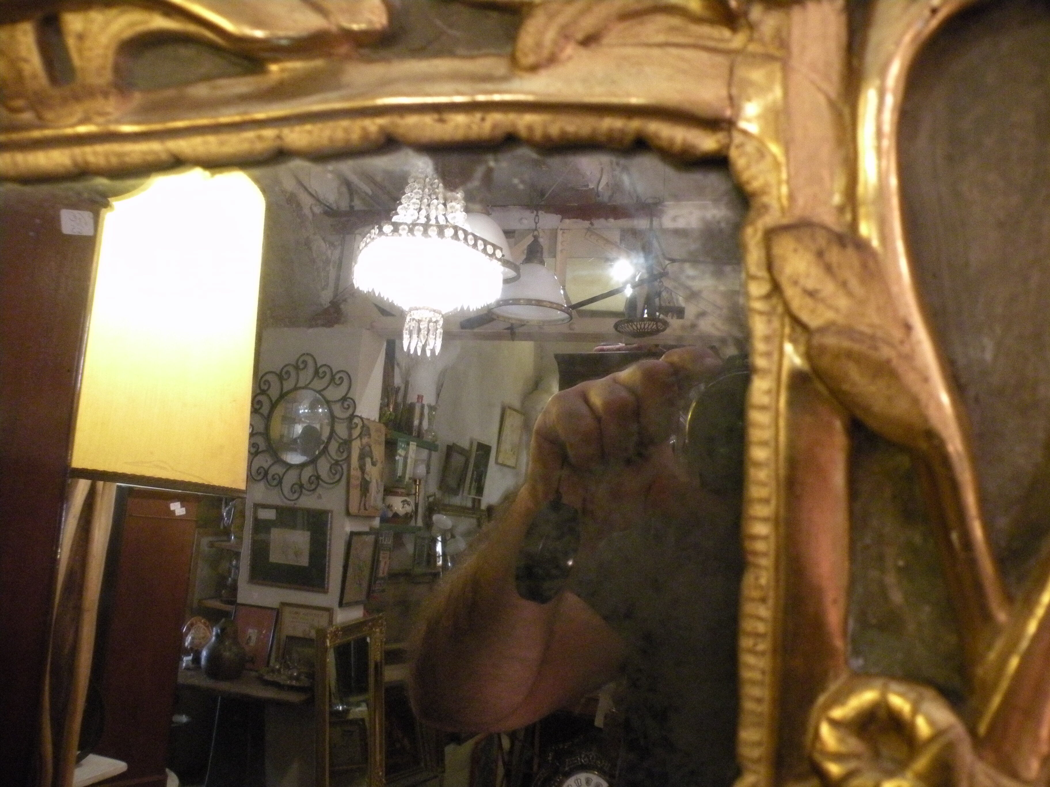 Miroir époque Louis XV,  18 eme, restauré au XX eme, bois doré, miroir au mercure d'origine