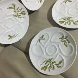Service de six assiettes à huîtres en porcelaine de Limoges