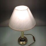 Brass lamp and lampshade fabric ecru / vintage 70s