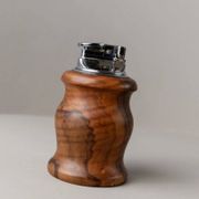 Brown Wood Vintage Lighter with Curved Italian Design, 1960s Table Accessory - Refined Gift