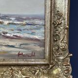 Oil painting “Segelschiff auf Sand“, frame gold von Harry Haerendel signed