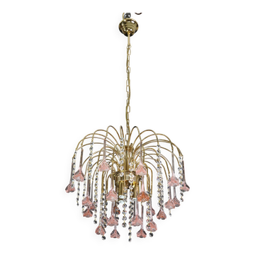 Meryl Streep, Pink Murano Flowers and Crystal Drops Chandelier, 1980s