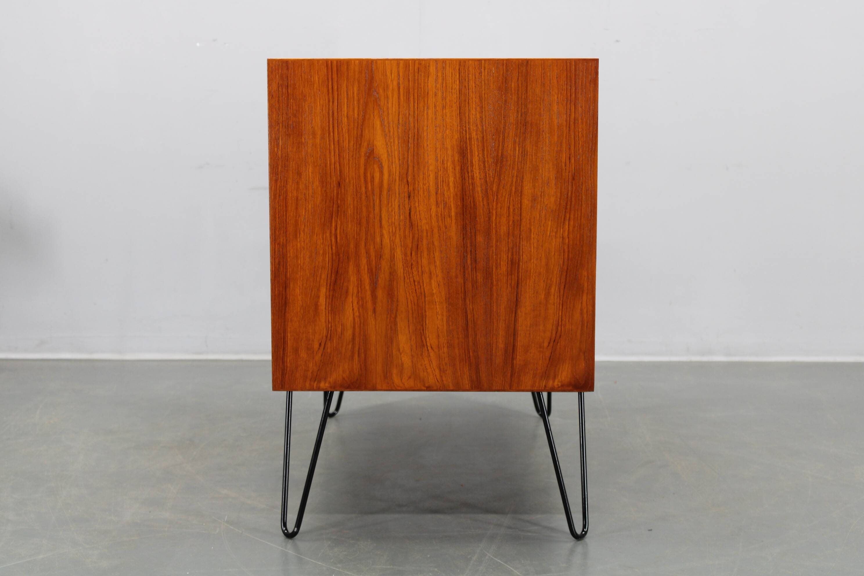 Danish mid-century teak cabinet with sliding doors, refurbished, 1960s