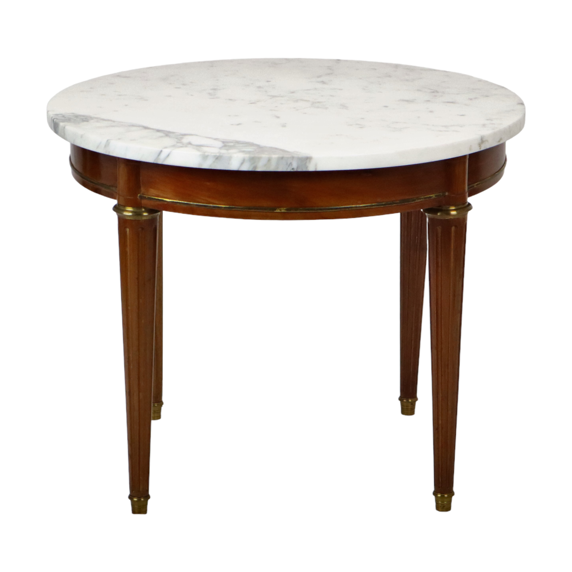 Round salon side table carrara marble mahogany bronze,  66cm