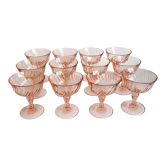 Vintage champagne glasses in pink glass