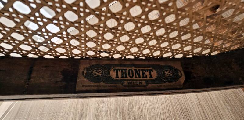 Vintage Thonet chair, wood and caning, no. 221.