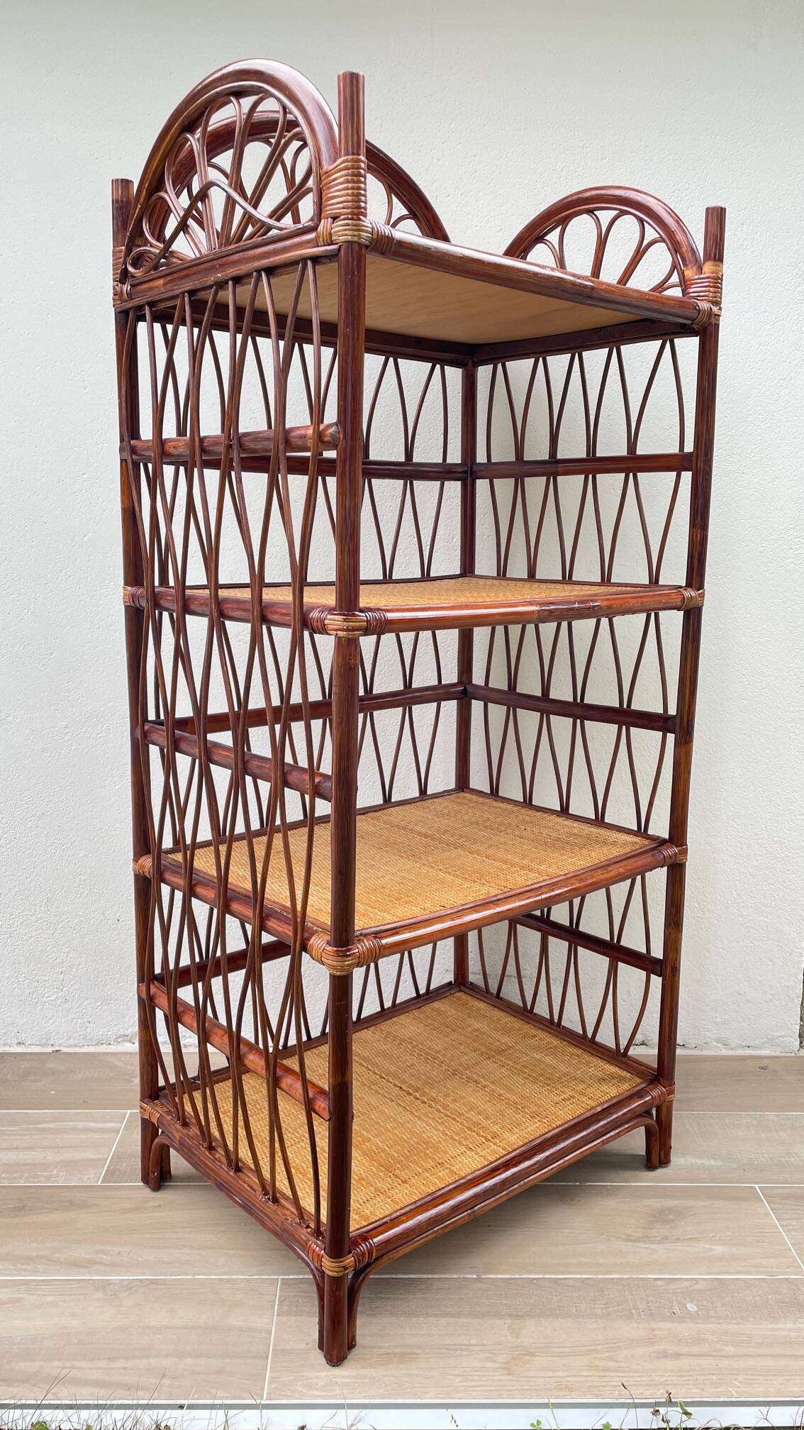 Etagere bambou et rotin vintage