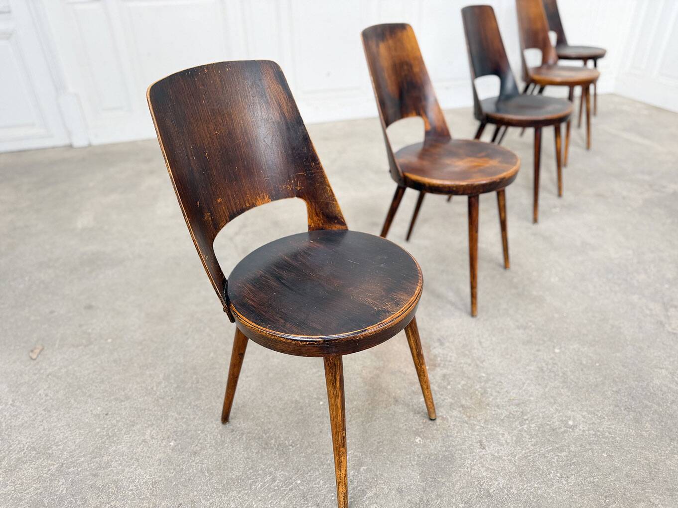 6 chocolate brown Baumann Mondor chairs