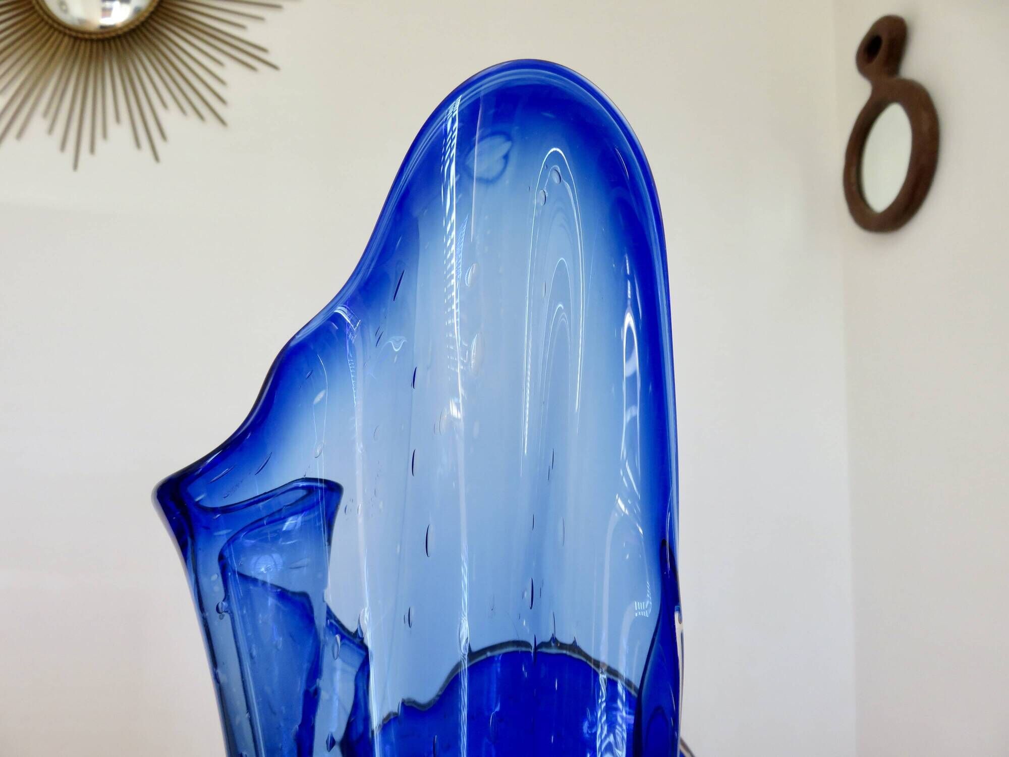 Large "handkerchief" vase in blown cobalt blue glass, 1960s.