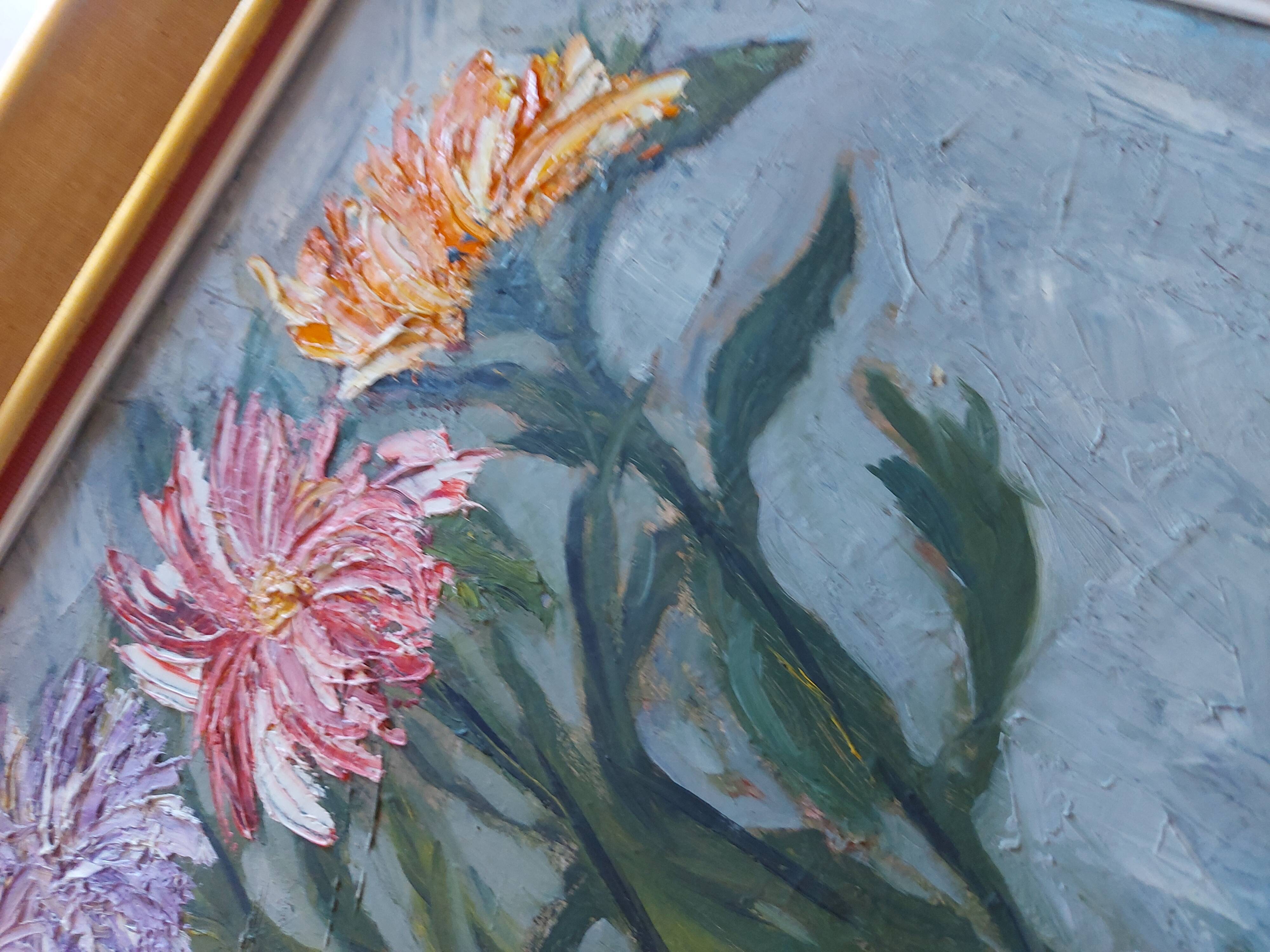 Oil painting signed 60'S, bouquet of flowers