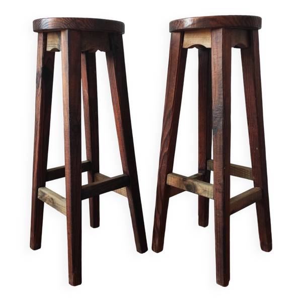 Paire de tabourets brutaliste vintage 1950/60