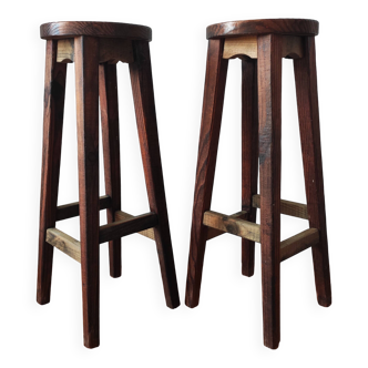 Paire de tabourets brutaliste vintage 1950/60