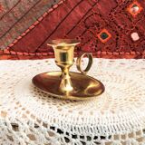 Brass oval hand candle holder
