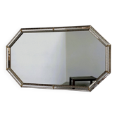 Large Spanish gilt metal & beveled mosaic wall mirror, octagonal, Hollywood Regency