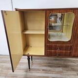 Mid-century 1960s mahogany showcase with glass top