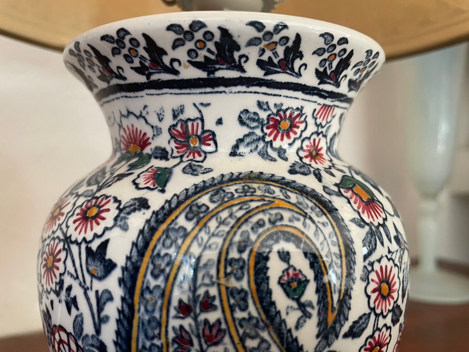 Old earthenware lamp from Gien