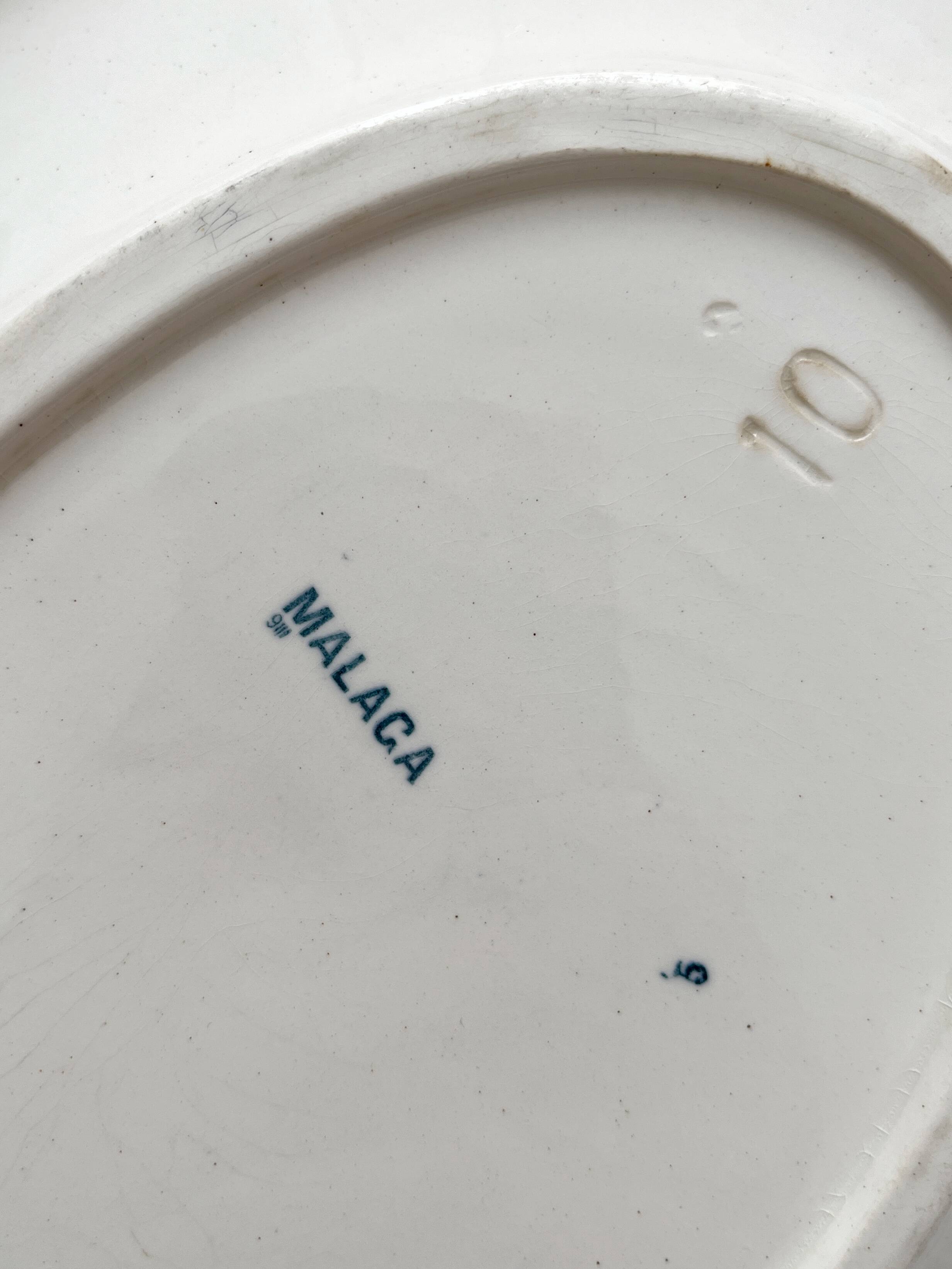 Oval ironstone dish flowers birds "Malaga" Petrus Regout