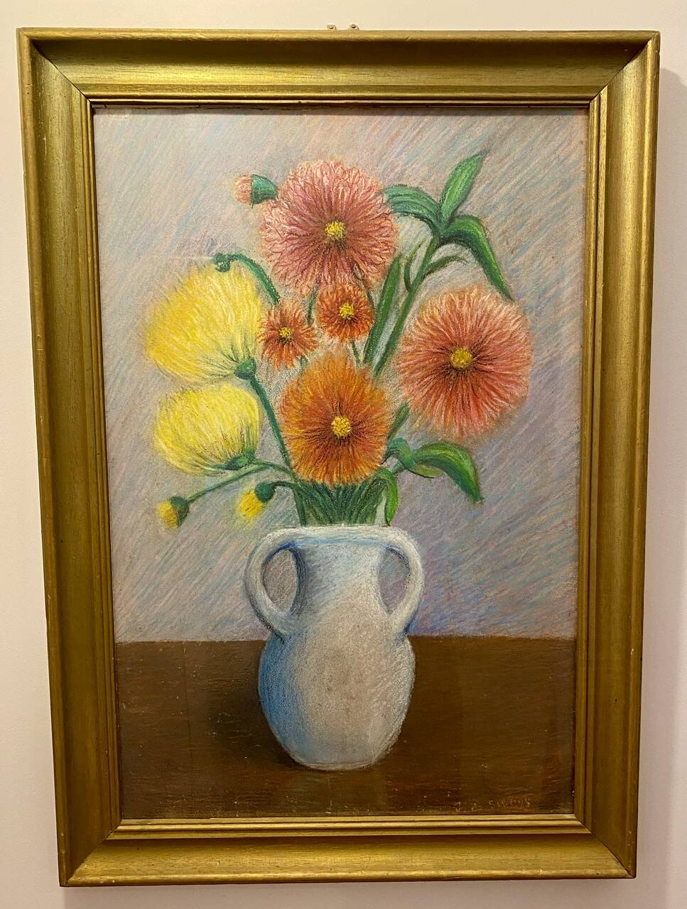 Still life with Dalhia signed J de Sereys, circa 1970.