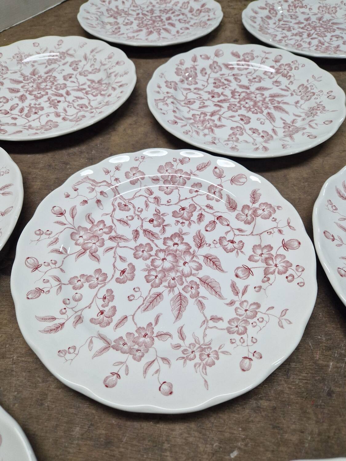 Set of 11 flat plates Nuova Fontebasso Made in Italy Floral pattern