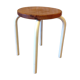 Old wooden stool and white lacquered feet industrial style, 60-70