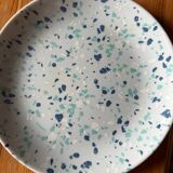 Set of 2 dinner plates and 2 dessert plates with blue terrazzo pattern