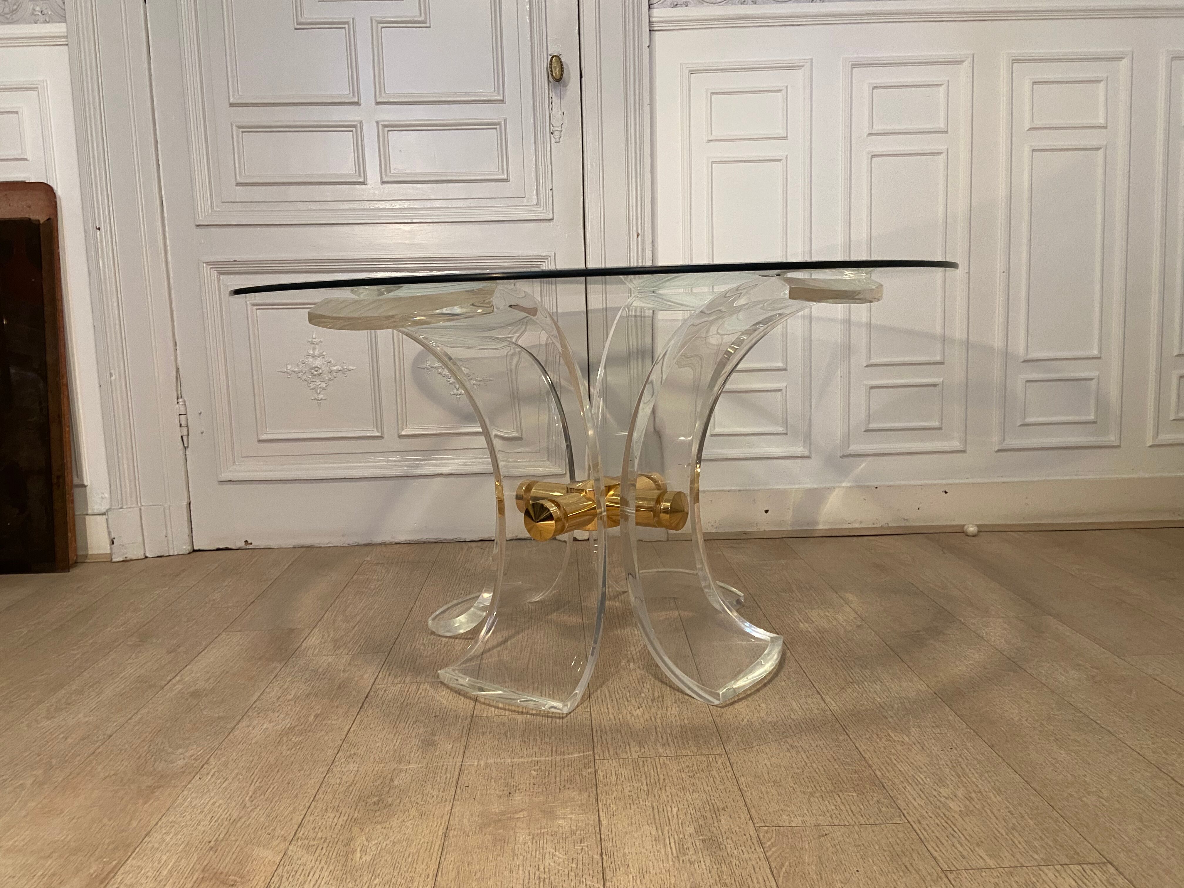 Lily table in plexiglass and gilded metal, 1970