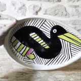 Ceramic dish with bird decoration Reine Steenbakkers