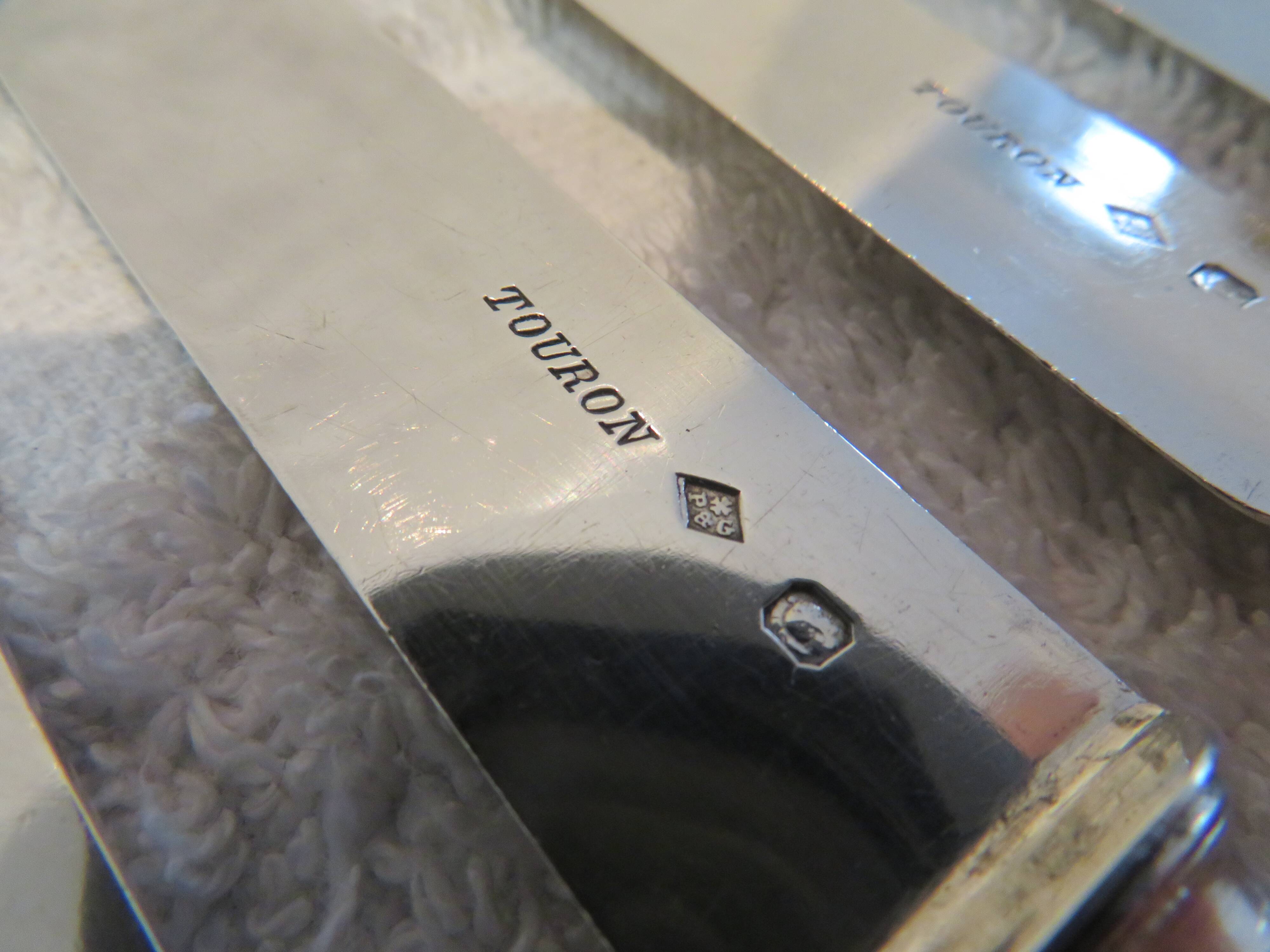 12 fruit knives 950 silver Minerva Louis XVI style wheat ear Turron