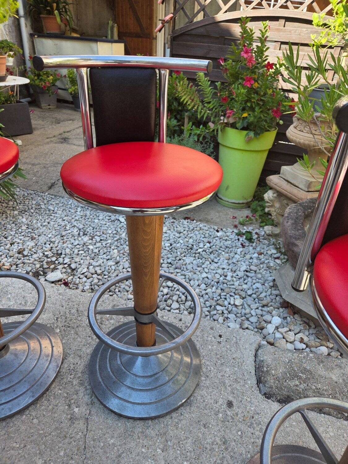 Suite de 4 tabourets de bar bistrot vintage 1970 Design München